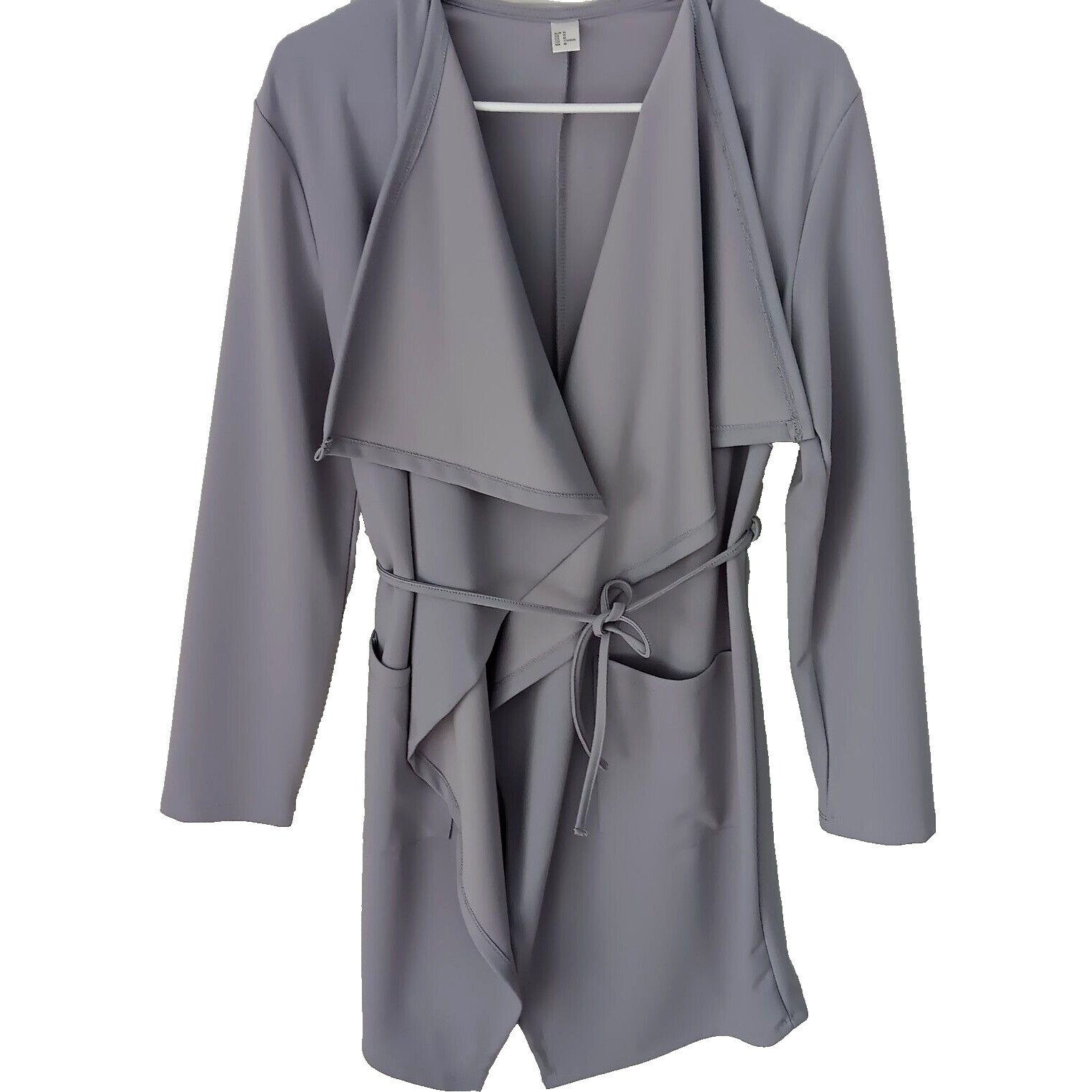Women's Gray Long Sleeve Open Cardigan Size L Stretch Soft Casual Layer